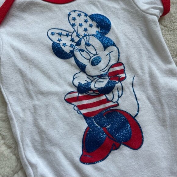 Disney Baby | Red, White & Blue, Minnie Mouse July 4th Onesie | Size 0-3 Months - Picture 6 of 7